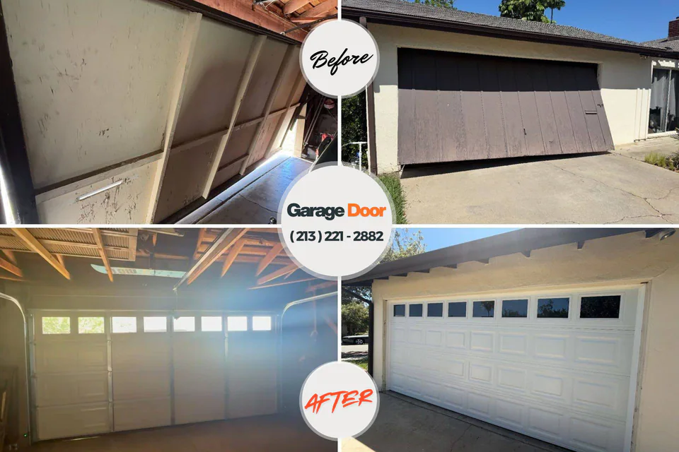 Before and after: garage door repair Legend Lake, WI